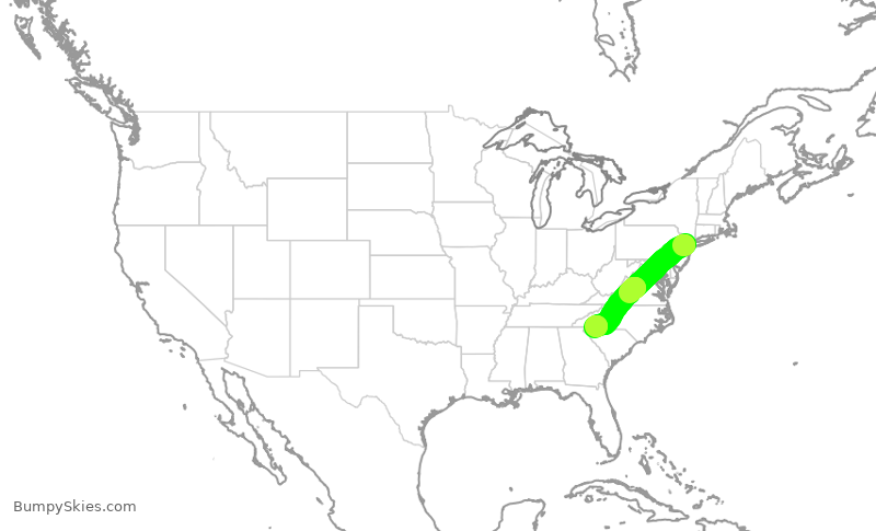Turbulence forecast map for RPA3604, EWR to GSP