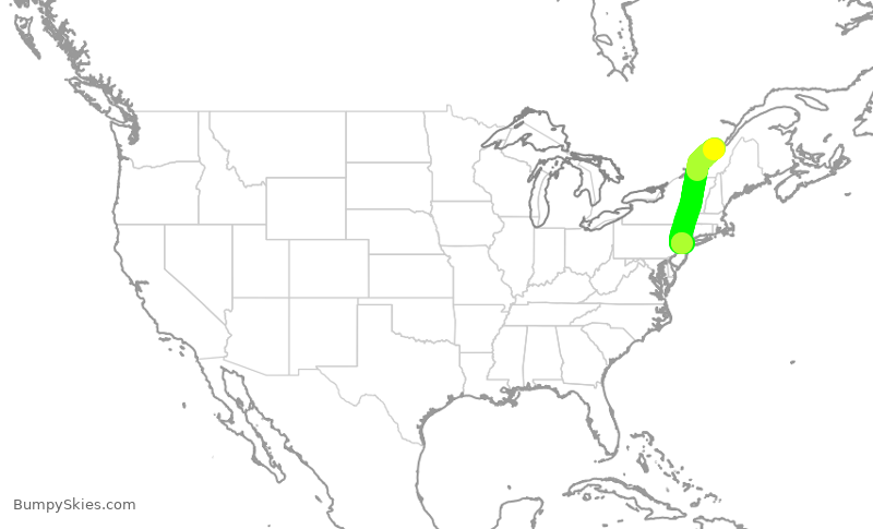 Turbulence forecast map for RPA3606, YQB to EWR