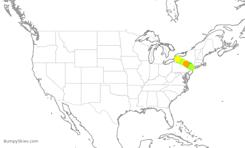 Turbulence forecast map for RPA3607, EWR to BUF