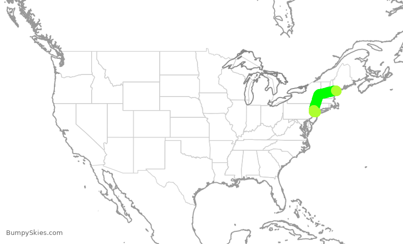 Turbulence forecast map for RPA3620, PWM to EWR