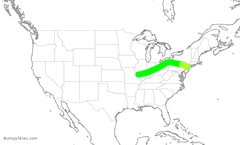 Turbulence forecast map for RPA3621, STL to EWR