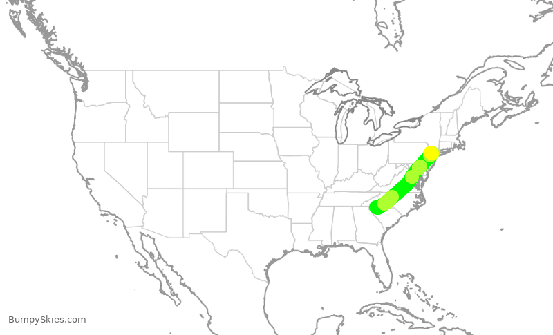 Turbulence forecast map for RPA3622, GSP to EWR