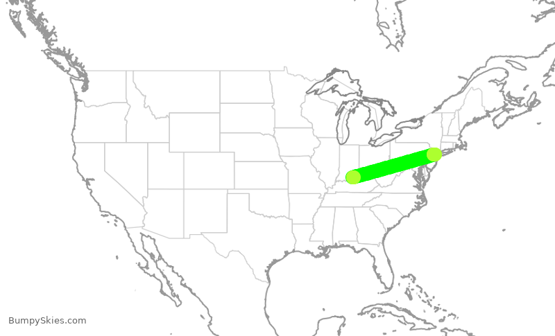 Turbulence forecast map for RPA3623, SDF to EWR