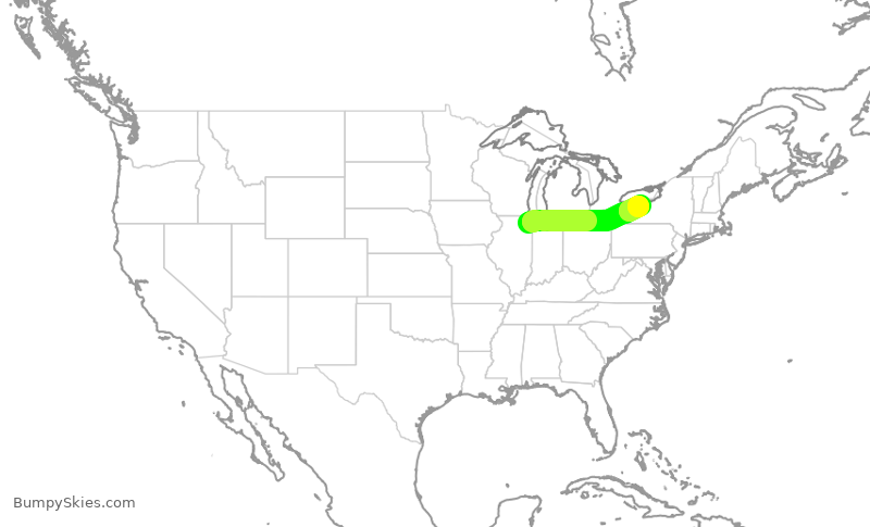 Turbulence forecast map for RPA3629, ORD to ROC