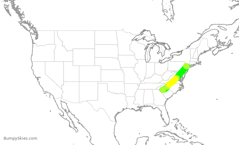 Turbulence forecast map for RPA3654, GSP to EWR