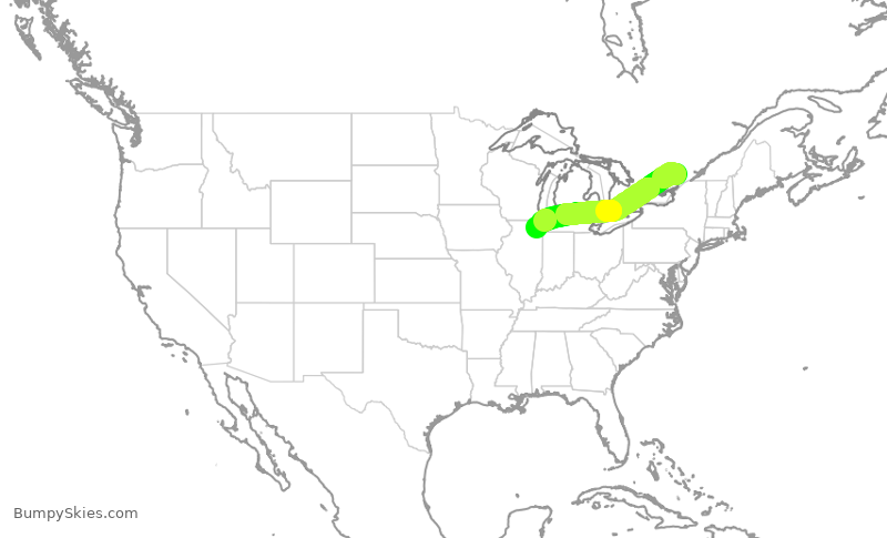 Turbulence forecast map for RPA3659, YOW to ORD