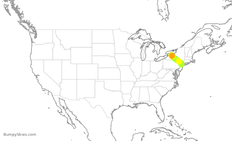 Turbulence forecast map for RPA3664, EWR to ROC