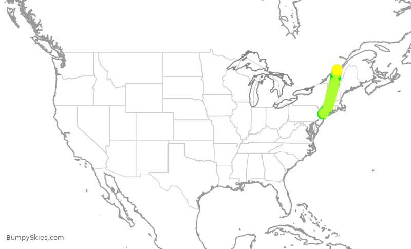 Turbulence forecast map for RPA3673, EWR to YQB