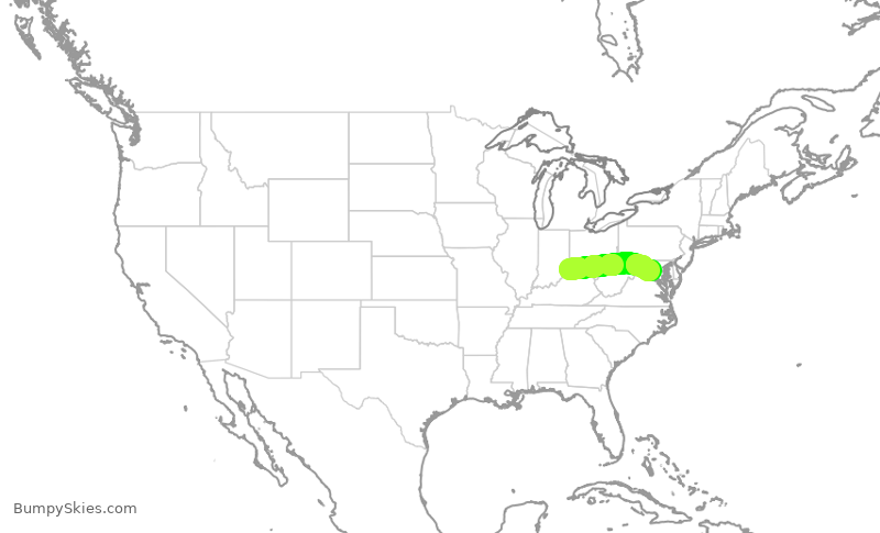 Turbulence forecast map for RPA3677, CVG to IAD