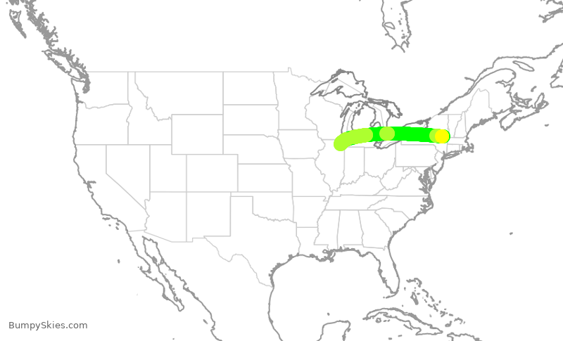 Turbulence forecast map for RPA3678, ALB to ORD