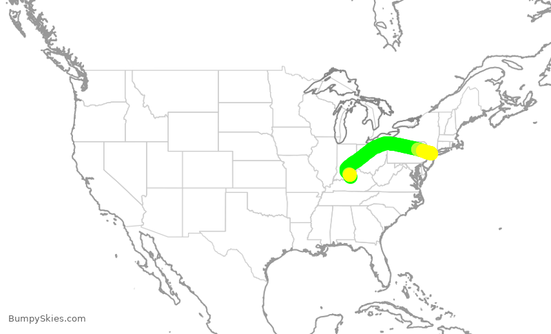 Turbulence forecast map for RPA3682, SDF to EWR