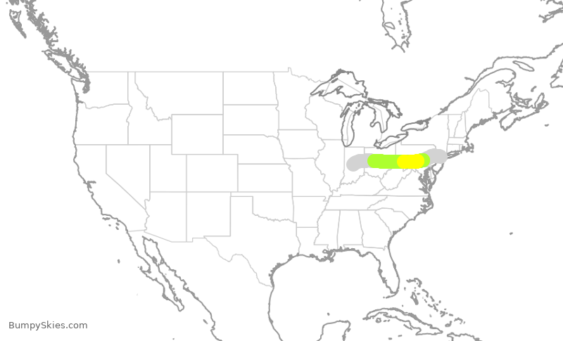 Turbulence forecast map for RPA3683, EWR to IND