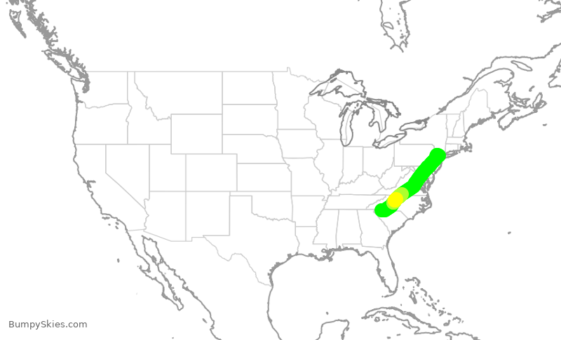 Turbulence forecast map for RPA3684, GSP to EWR