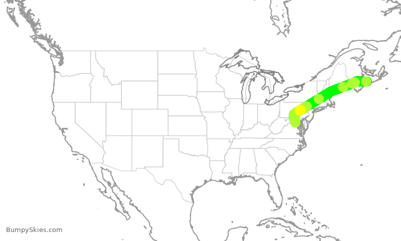Turbulence forecast map for RPA3689, YHZ to IAD