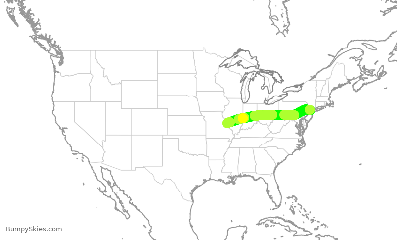 Turbulence forecast map for RPA3689, EWR to STL