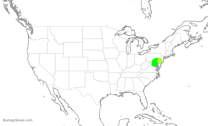Turbulence forecast map for RPA3693, PHL to IAD