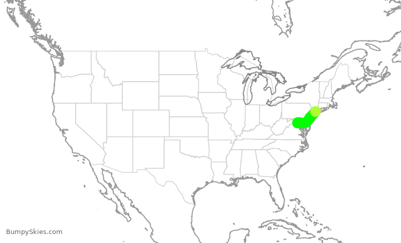 Turbulence forecast map for RPA3698, IAD to LGA