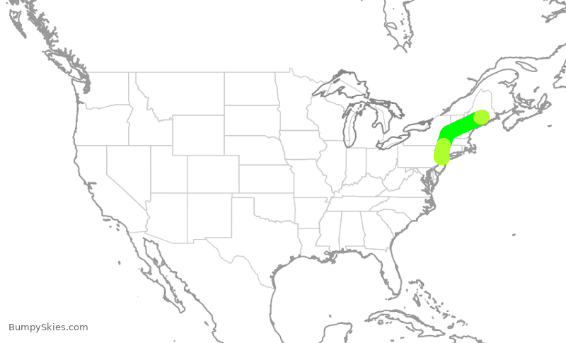 Turbulence forecast map for RPA3701, BGR to EWR
