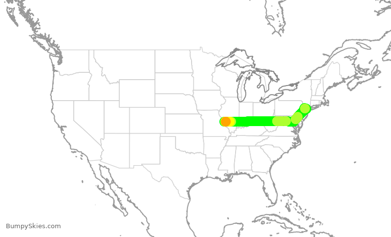 Turbulence forecast map for RPA3710, STL to EWR