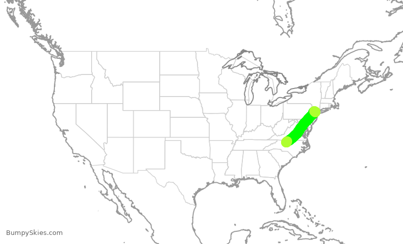 Turbulence forecast map for RPA3713, GSO to EWR