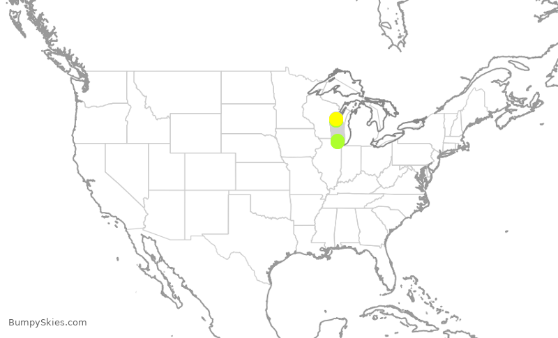 Turbulence forecast map for RPA3713, ORD to GRB