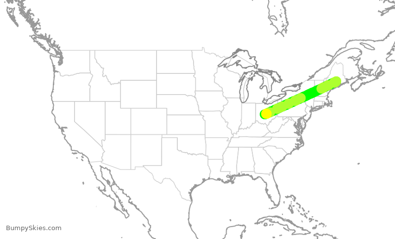 Turbulence forecast map for RPA4094, BGR to CMH