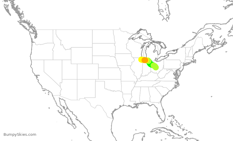 Turbulence forecast map for RPA4337, ORD to CMH