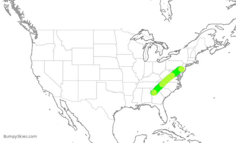 Turbulence forecast map for RPA4338, PHL to ATL