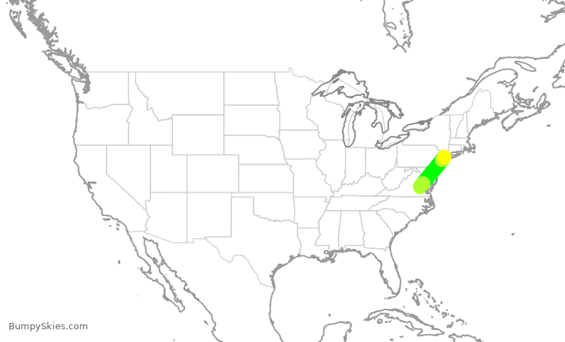 Turbulence forecast map for RPA4340, LGA to RIC