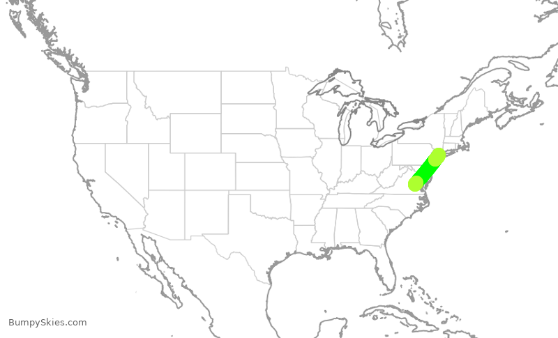 Turbulence forecast map for RPA4340, RIC to LGA