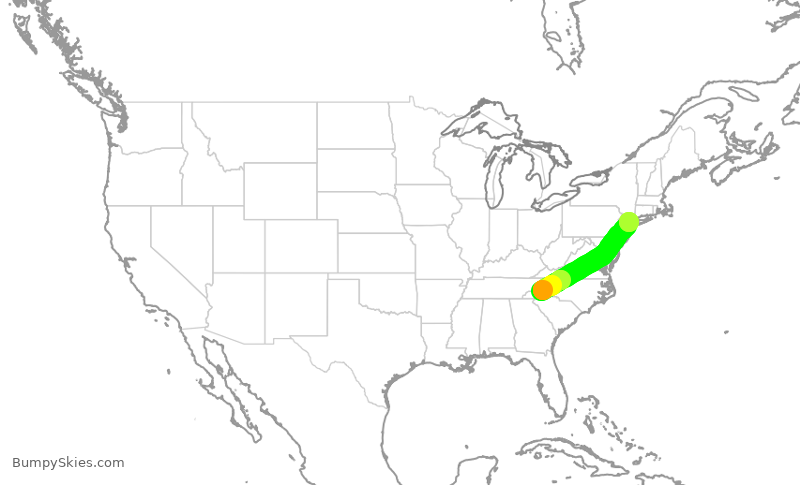 Turbulence forecast map for RPA4342, AVL to LGA