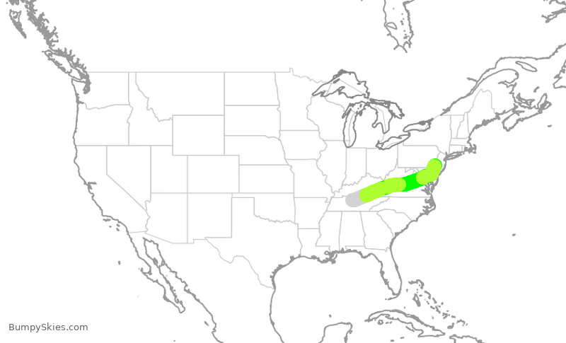 Turbulence forecast map for RPA4344, BNA to PHL