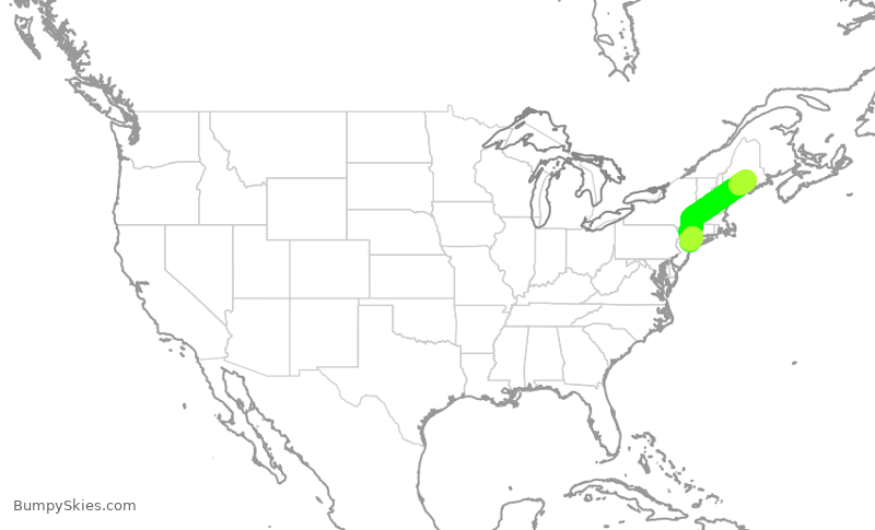 Turbulence forecast map for RPA4348, BGR to LGA