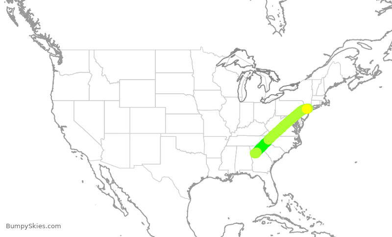 Turbulence forecast map for RPA4349, LGA to ATL