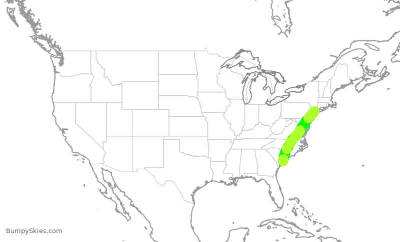 Turbulence forecast map for RPA4351, CHS to LGA