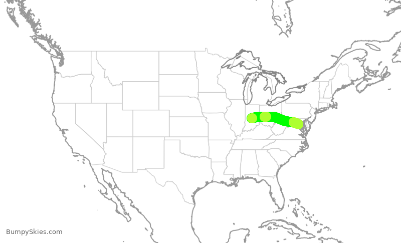 Turbulence forecast map for RPA4352, IND to DCA