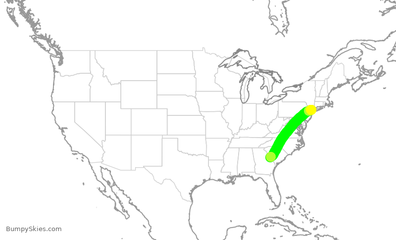 Turbulence forecast map for RPA4354, LGA to AGS