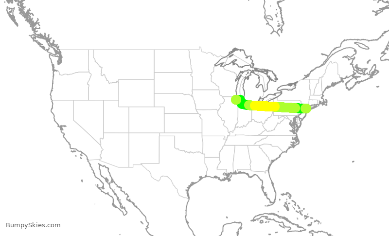 Turbulence forecast map for RPA4356, JFK to ORD