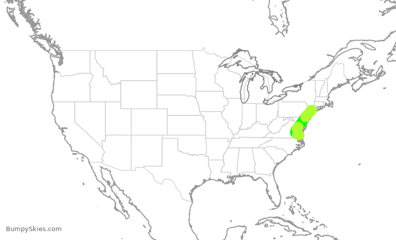 Turbulence forecast map for RPA4358, ORF to LGA