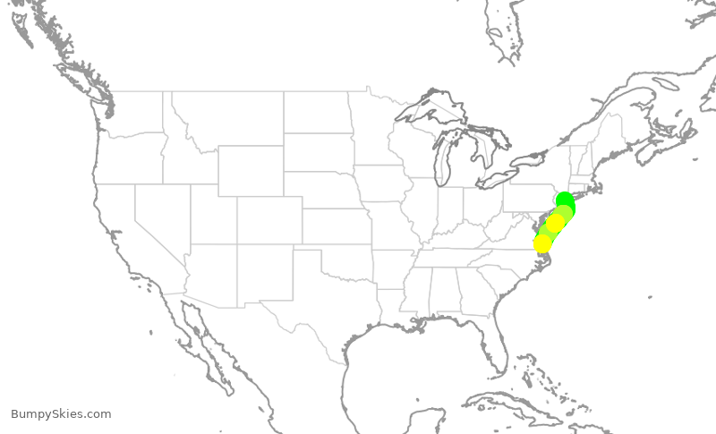 Turbulence forecast map for RPA4359, JFK to ORF