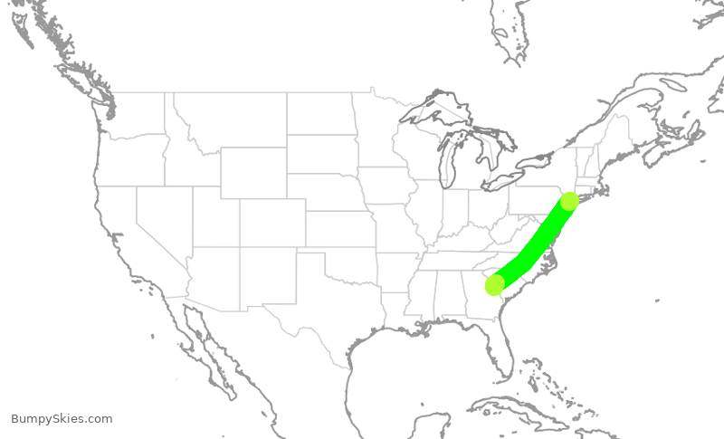 Turbulence forecast map for RPA4361, AGS to LGA