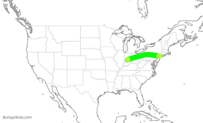 Turbulence forecast map for RPA4365, IND to LGA
