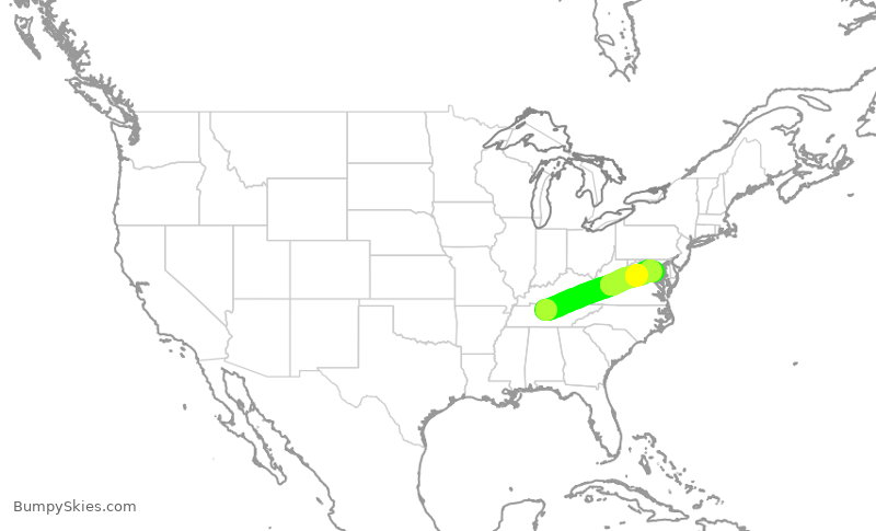 Turbulence forecast map for RPA4367, BNA to DCA