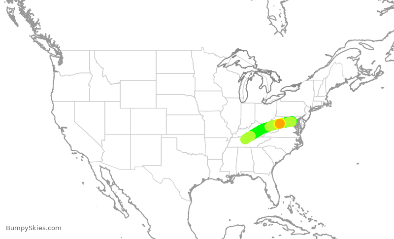 Turbulence forecast map for RPA4367, DCA to BNA