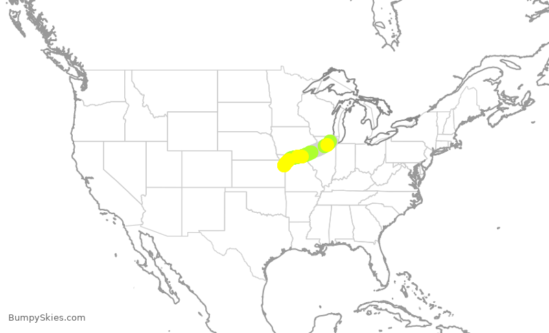 Turbulence forecast map for RPA4368, MCI to ORD