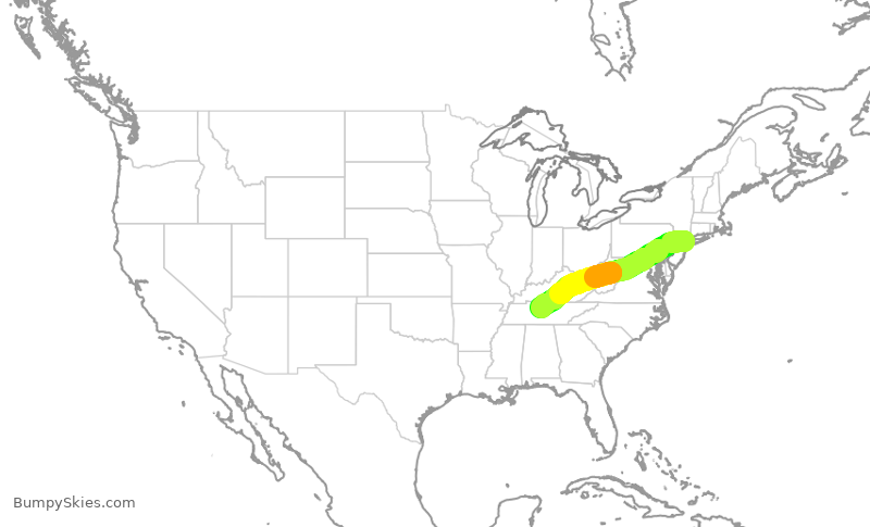 Turbulence forecast map for RPA4376, LGA to BNA