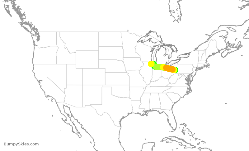Turbulence forecast map for RPA4377, PIT to ORD