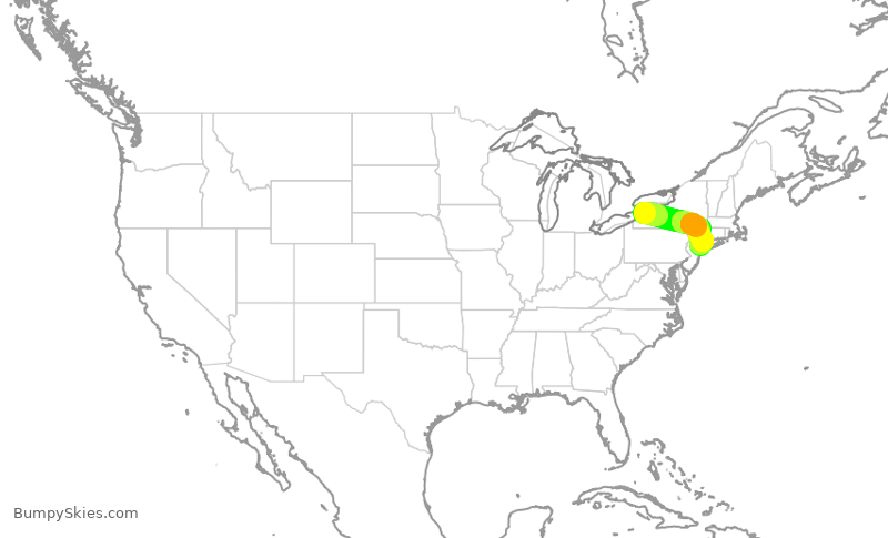 Turbulence forecast map for RPA4378, BUF to LGA