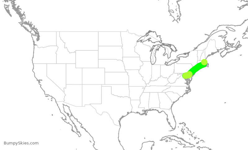 Turbulence forecast map for RPA4379, DCA to BOS