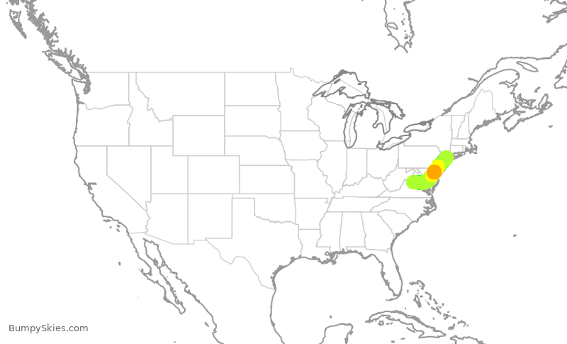 Turbulence forecast map for RPA4381, CHO to LGA